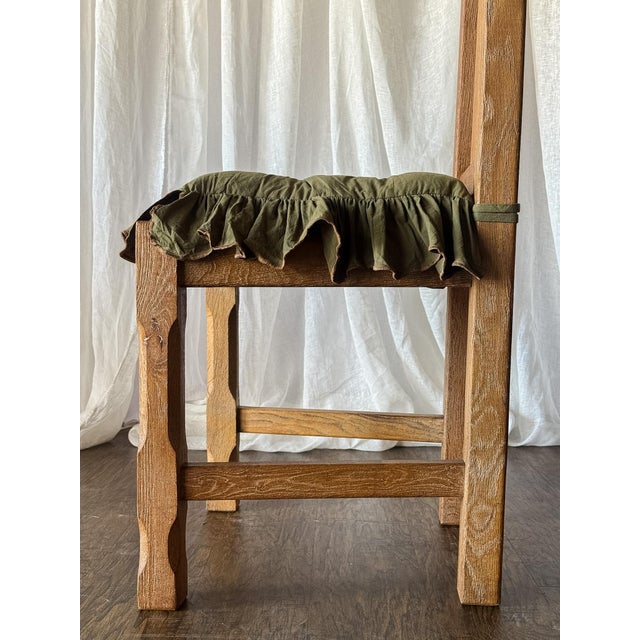 Textile Set of Six 1960s Rustic French Oak Dining Chairs With Rush Seats For Sale - Image 7 of 8