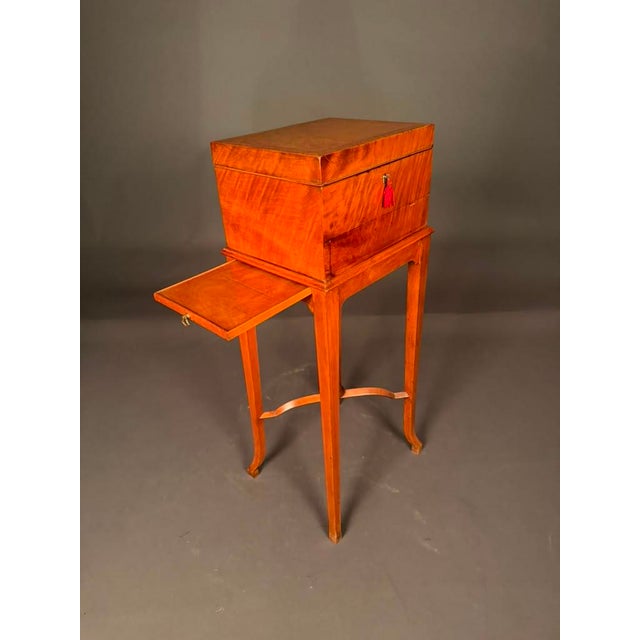 Brown Rare English Louis XV Style Satinwood Vanity Case on Stand With Mirror, Circa 1880 For Sale - Image 8 of 18