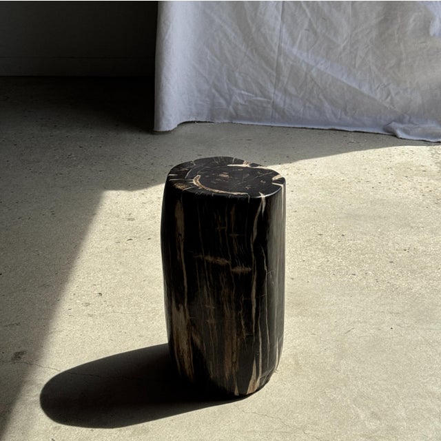 1980s Side Table in Black Petrified Wood with White Sides and Beige Striations, 1980s For Sale - Image 5 of 18