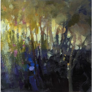 Forest Jewels by Jason Sacran | Acrylic Painting of abstract forest scene with light and color For Sale