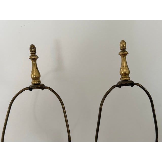 1960s 1960s Mid Century Modern Cranberry Glass and Brass Lamps on Marble Bases, a Pair For Sale - Image 5 of 8