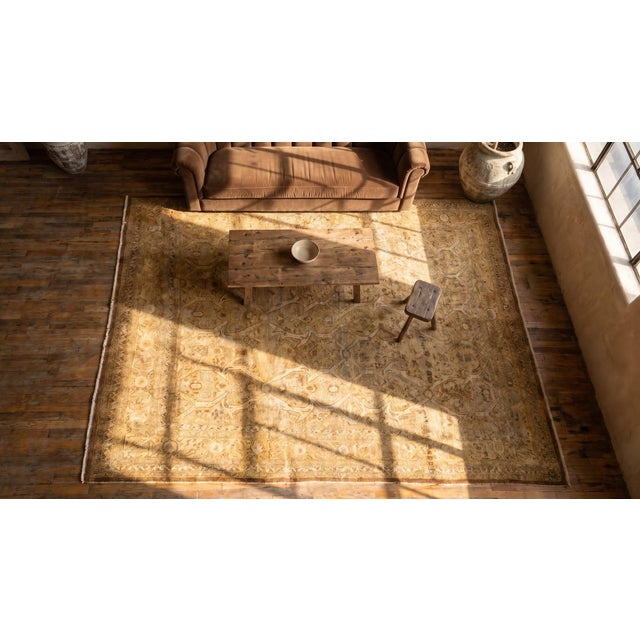 Cream Early 20th Century Persian Tabriz Carpet ( 9 3" x 13' - 282 x 396 ) For Sale - Image 8 of 9