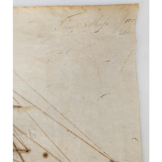 19th Century Folk Art Nautical Sailor Made Drawing of a Ship For Sale - Image 4 of 11
