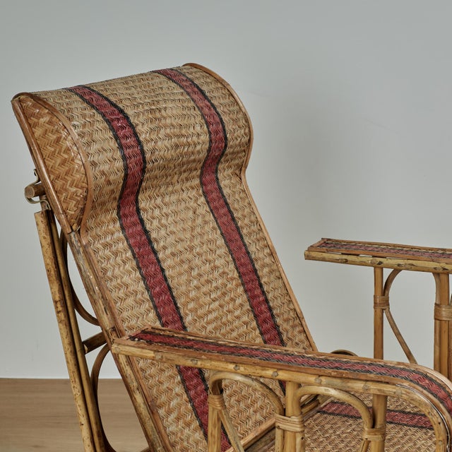 Mid-Century Modern Pair of Vintage Bamboo Chaise Lounge Chairs For Sale - Image 3 of 18