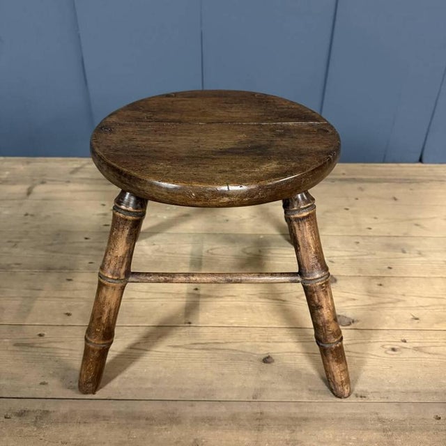 Wood Stool in Beech and Faux Bamboo For Sale - Image 7 of 16