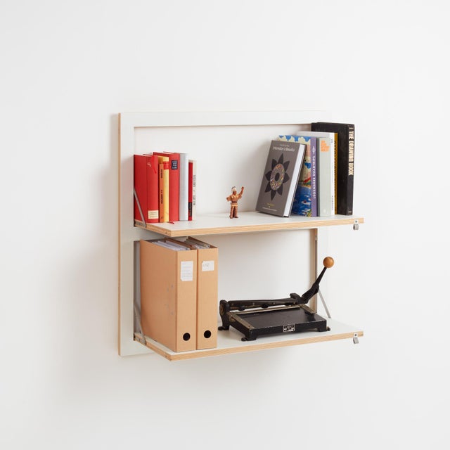 White 80×80-2 Wall Shelf with Desk from Ambivalenz For Sale - Image 8 of 8