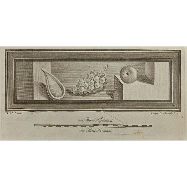 Ancient roman still life in herculaneum, from the series "antiquities of herculaneum exposed", is an etching realized by...