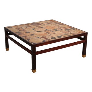 Tue Poulsen Square Tile Top Coffee Table of Wengé by Erik Wørts Denmark 1960s For Sale