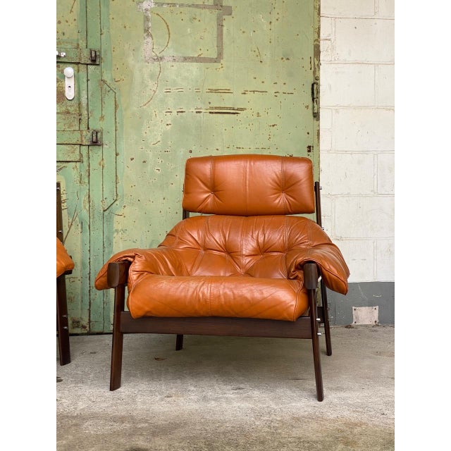 Modern Lounge Chairs Modell MP-41 in Cognac Leder by Percival Lafer, Brazil, 1960s, Set of 2 For Sale - Image 3 of 16