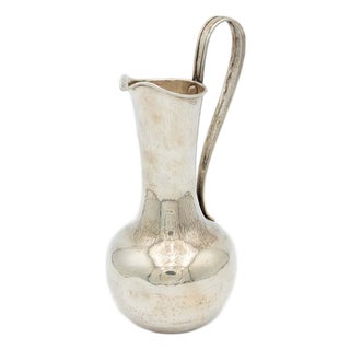 Hammered Silver Wine Jug with Fixed Handle For Sale