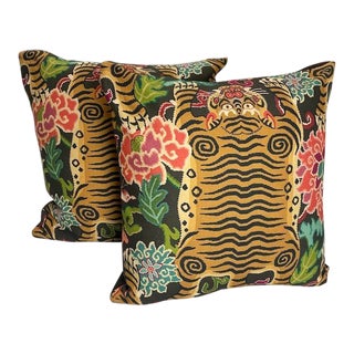Mag Fabrics Kenya Tiger Pillows - a Pair For Sale