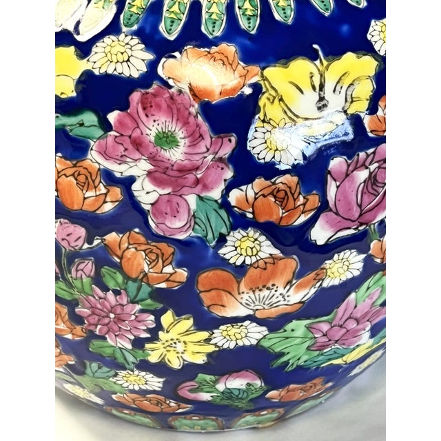Blue 20th Century Chinese Famille Porcelain Lidded Ginger Jar For Sale - Image 8 of 12
