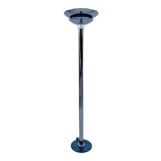 Postmodern Torchiere Chrome, Lucite and Marble Floor Lamp For Sale