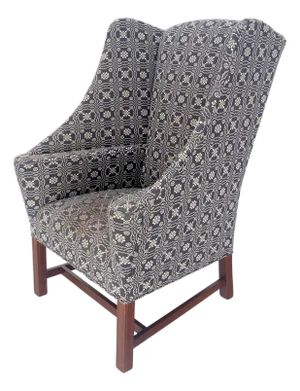 Unusual Deep Wings Federal Style Mahogany Base Wing Club Armchair