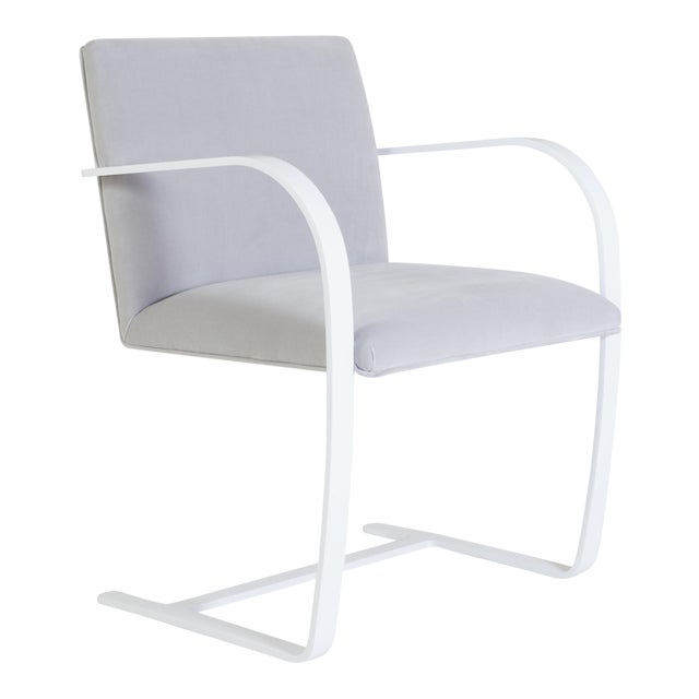 Brno Flat-Bar Chairs in Dove Velvet, Lunar Gloss Frame For Sale