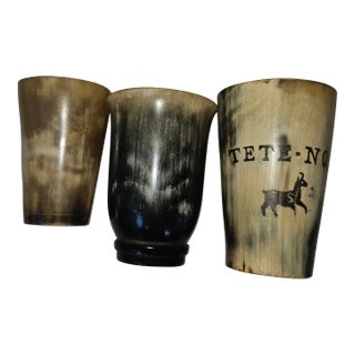 Vintage Assembled European Horn Cups - Set of 3 For Sale