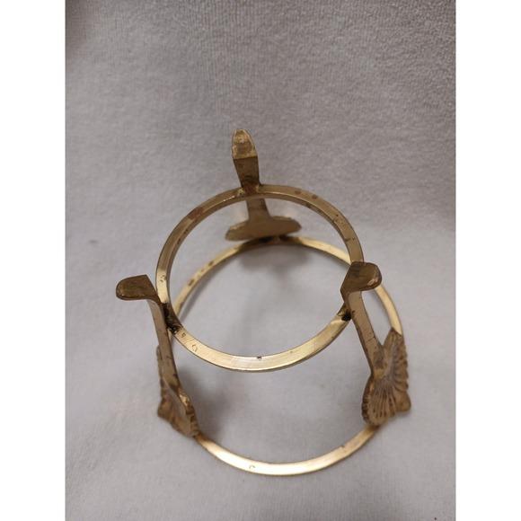 Vintage Brass Plant Stand Ball Holder 3 Leg 5" Tall Palm Leaves Sea Shell Decor For Sale In San Diego - Image 6 of 10