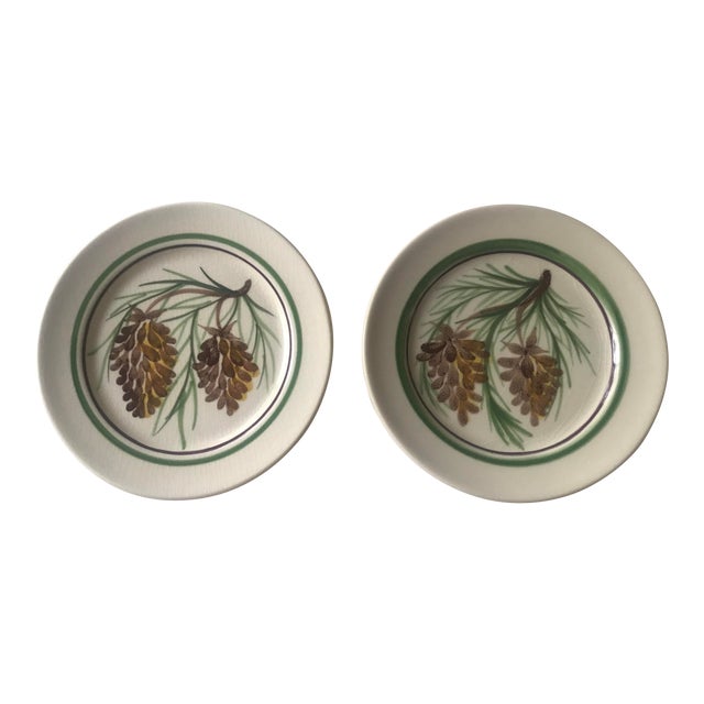 Hand Painted Pine Cone Pottery Plates A Pair Chairish