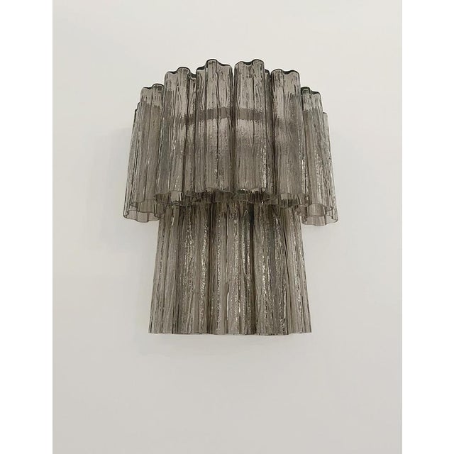 Gray Vintage Murano Glass Tube Wall Sconces, 1990s, Set of 2 For Sale - Image 8 of 16