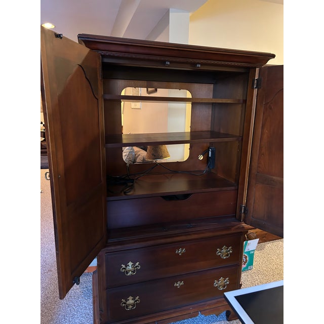 Chippendale Lexington Cherry Armoire For Sale - Image 3 of 5