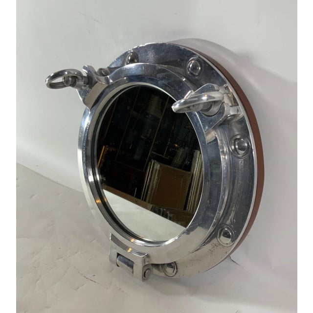 Nautical Aluminum Ship's Porthole Mirror For Sale - Image 3 of 10