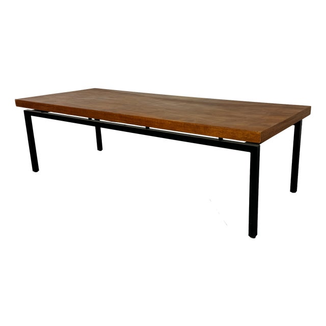Mid-Century Modernist Minimalistic Teak and Steel Coffee Table, 1960s For Sale