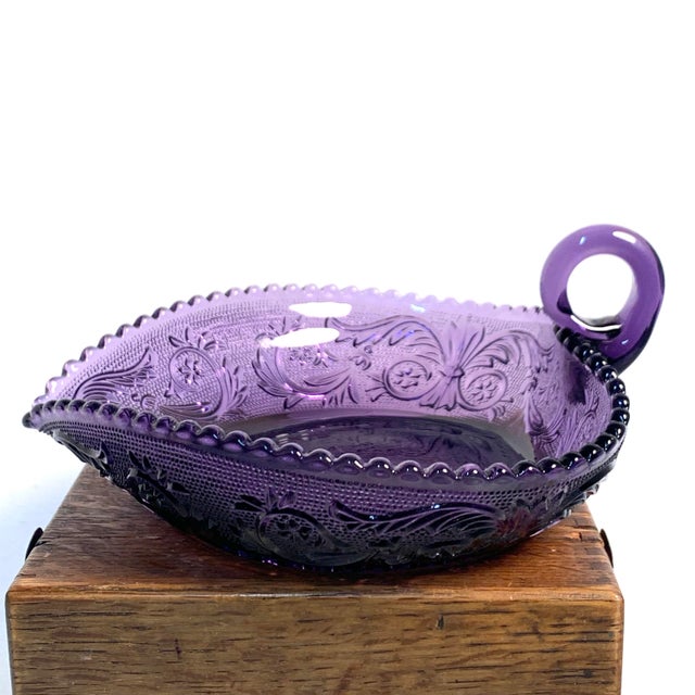 Purple Mid-Century Duncan & Miller Sandwich Purple Glass Candy Dish Trinket Dish For Sale - Image 8 of 12