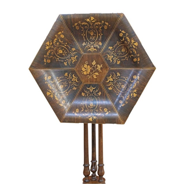 Wood Antique Inlaid Gueridon, 1890s For Sale - Image 7 of 9