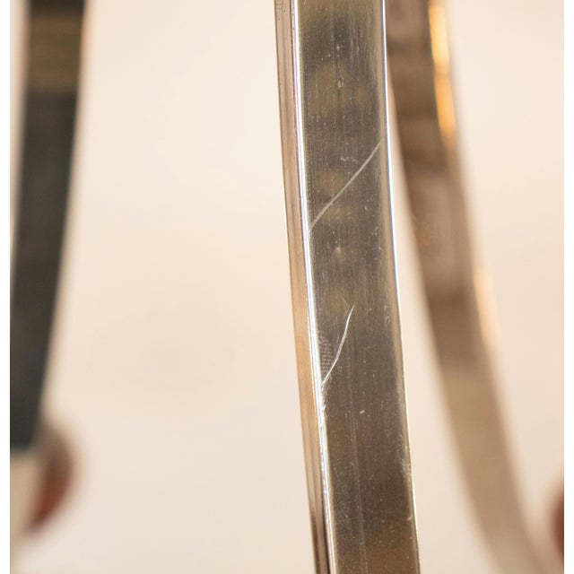 Pair of Mid-Century Italian Chrome and Wood Chandeliers For Sale In Chicago - Image 6 of 12