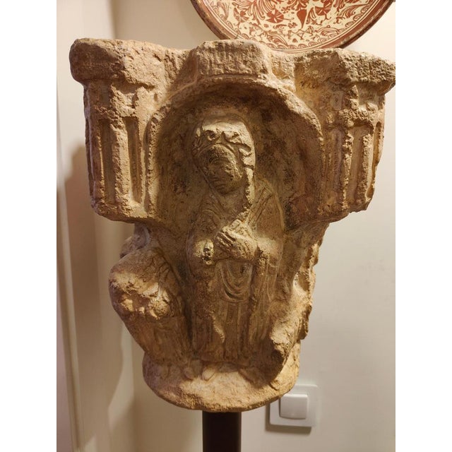 Stone Antique Stone Capital in Roman Style, 1890 For Sale - Image 7 of 12