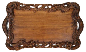 Antique Carved Wood Tray, 1900s