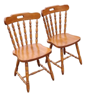 Mid 20th Century Vintage Spindle Back Dining Chairs Set of 2