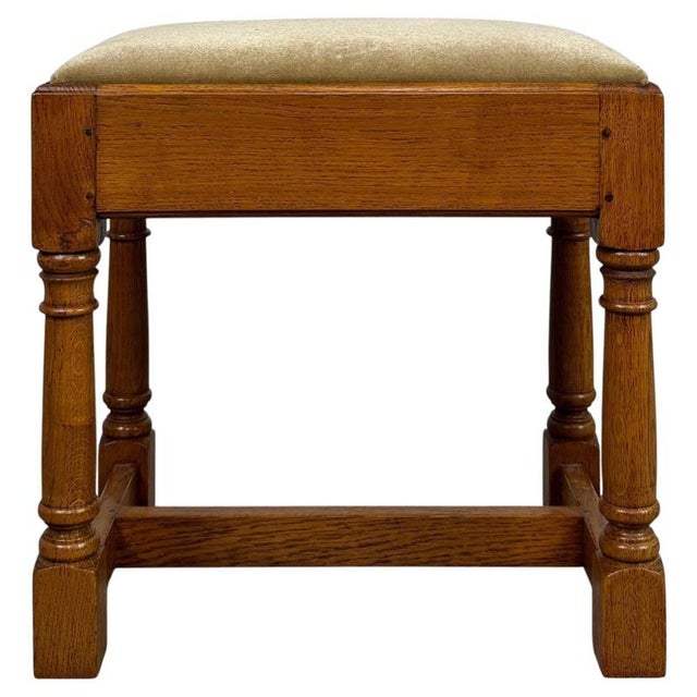 Antique English Oak Writing Table with Matching Stool, 1900s, Set of 2 For Sale - Image 10 of 18