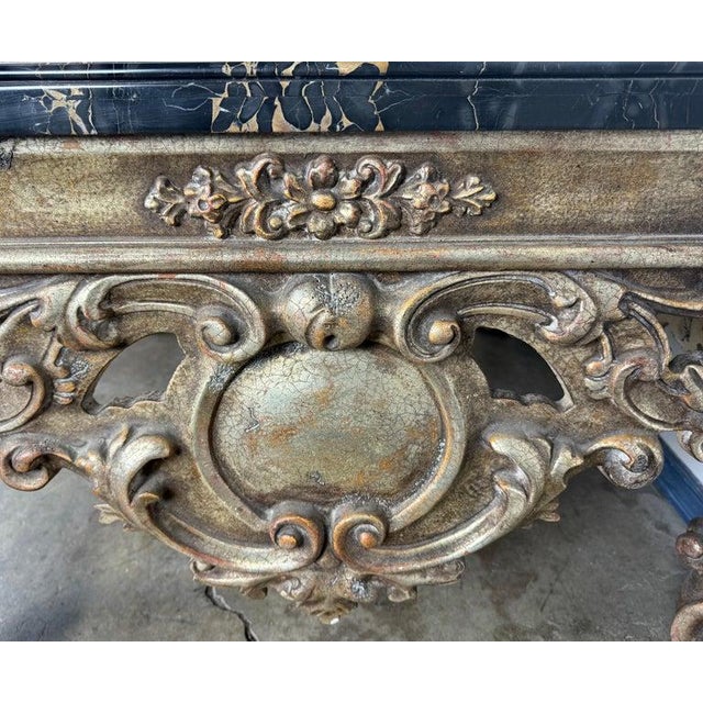 Black Giltwood and Ebonized Marble Coffee Table by Brustlin Workshop, Los Angeles For Sale - Image 8 of 13