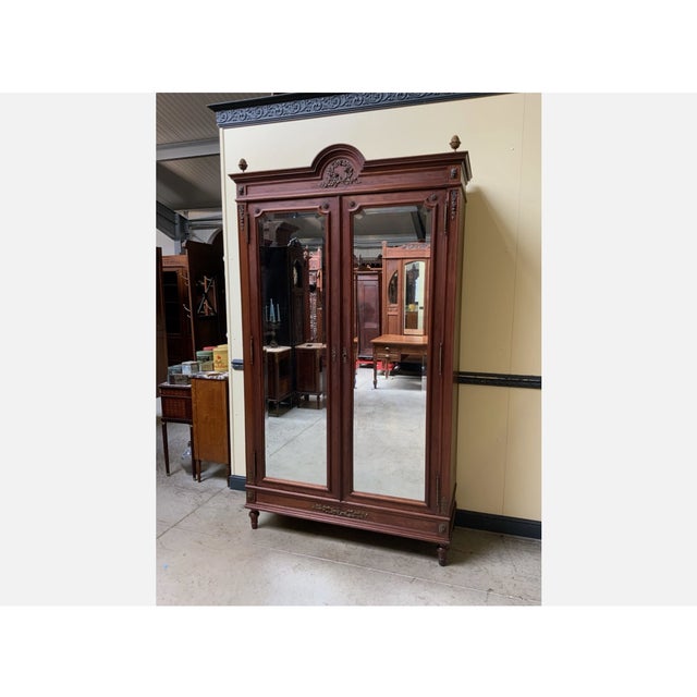 Wood Antique Art Nouveau Cabinet in Walnut, 1900 For Sale - Image 7 of 11