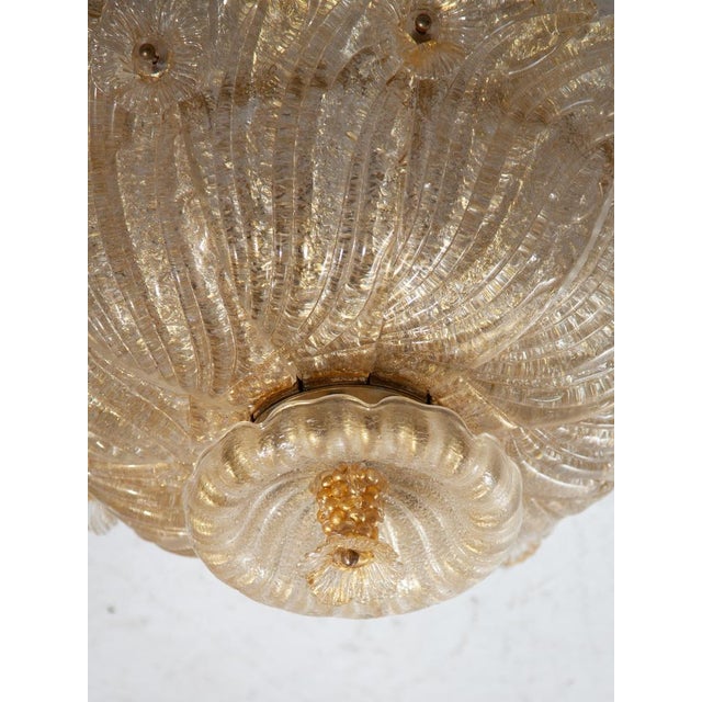 Large Flower Gilt Art Glass Murano Flush Mount by Barovier & Toso, 1930 For Sale - Image 9 of 12