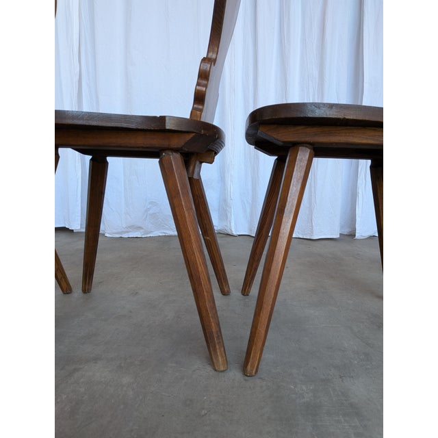 Farmhouse Tyrolean Chair with Heart Cutout Back, 1970s, Set of 4 For Sale - Image 4 of 18