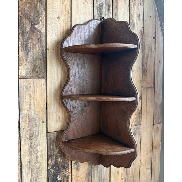 Antique Corner Shelf in Oak, 1890s For Sale - Image 6 of 9