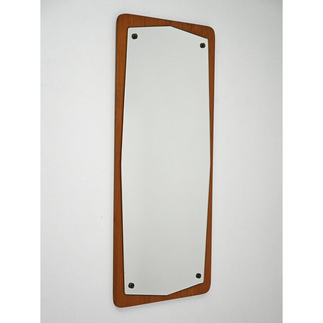 Wood Swedish Shaped Teak Mirror, 1960s For Sale - Image 7 of 7