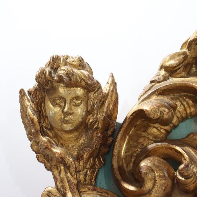 Wood 1920s Ditta Pieri & Son Italian Louis XIV Style Figural Carved Giltwood Headboard For Sale - Image 7 of 8