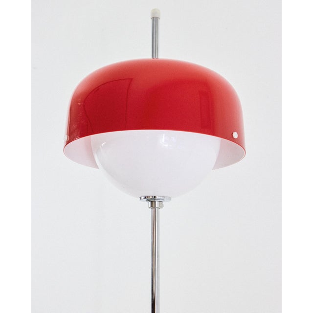 Mid-Century Modern Space Age Red Chrome Floor Lamp, 1970s For Sale - Image 3 of 7