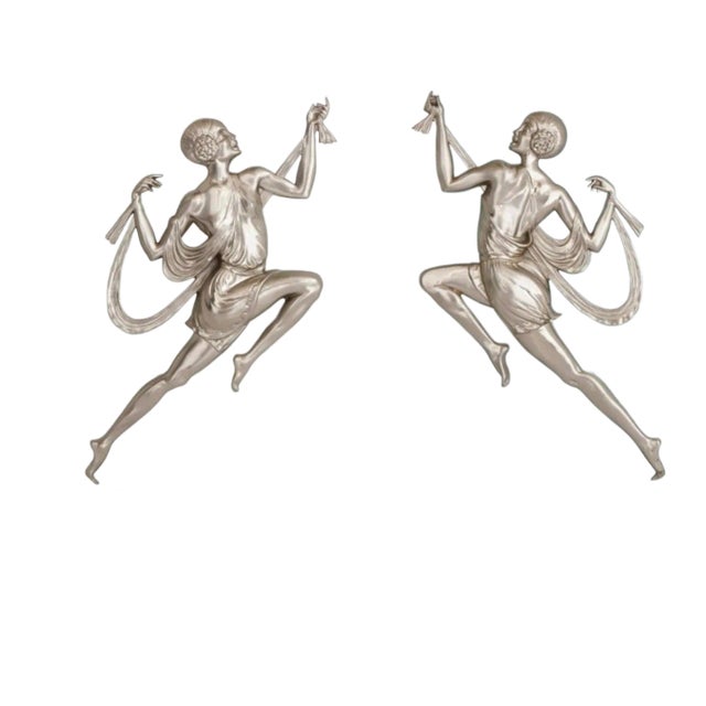 French Art Deco Dancing Ladies Wall Sconces - A Pair For Sale