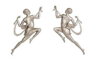 French Art Deco Dancing Ladies Wall Sconces - A Pair