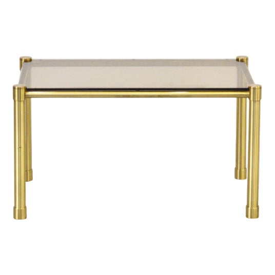 Tubular Brass and Smoked Glass Coffee Table, 1960s For Sale
