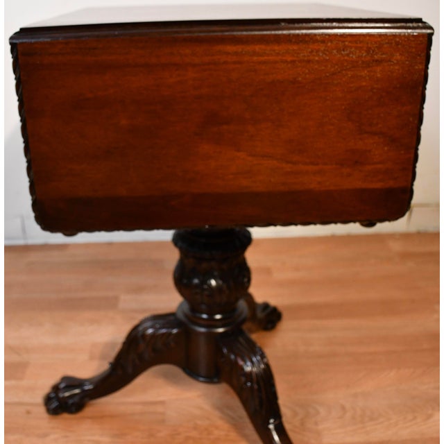 1910s Antique American Empire Mahogany Pembroke Drop-Leaf Work Table / Side Table For Sale - Image 18 of 18