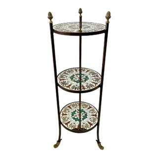 Three-Tier Reverse Painted Mirrored Shelf For Sale