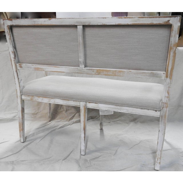 1990s 1990s Vintage Painted Louis XVI Style Distressed Painted Hall Bench Settee For Sale - Image 5 of 11