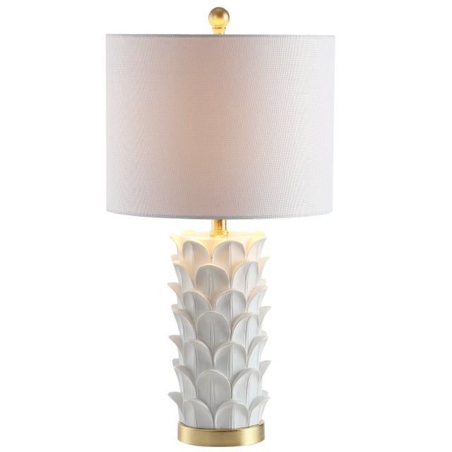 Modern Textured Table Lamp in White & Gold - a Pair For Sale - Image 3 of 8