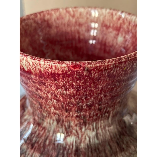 Ceramic 1960s Large Accolay Green & Oxblood Flambe Ceramic Vase, French MCM Studio Pottery For Sale - Image 7 of 8