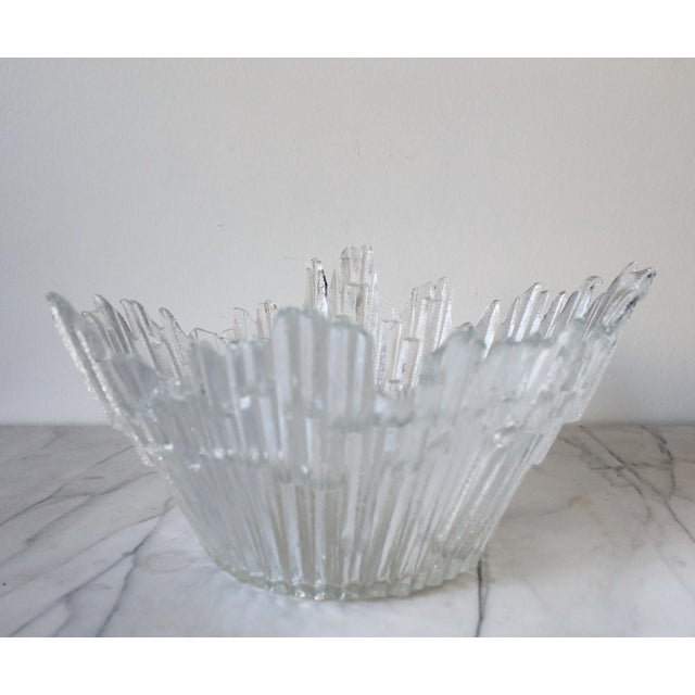 1970s Vintage Humppila Revontulet Ice Glass Centerpiece Bowl Tauno Wirkkala For Sale - Image 5 of 7